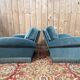 Pair of club armchairs – Napoleon III style – Blue-grey velvet – 19th century.