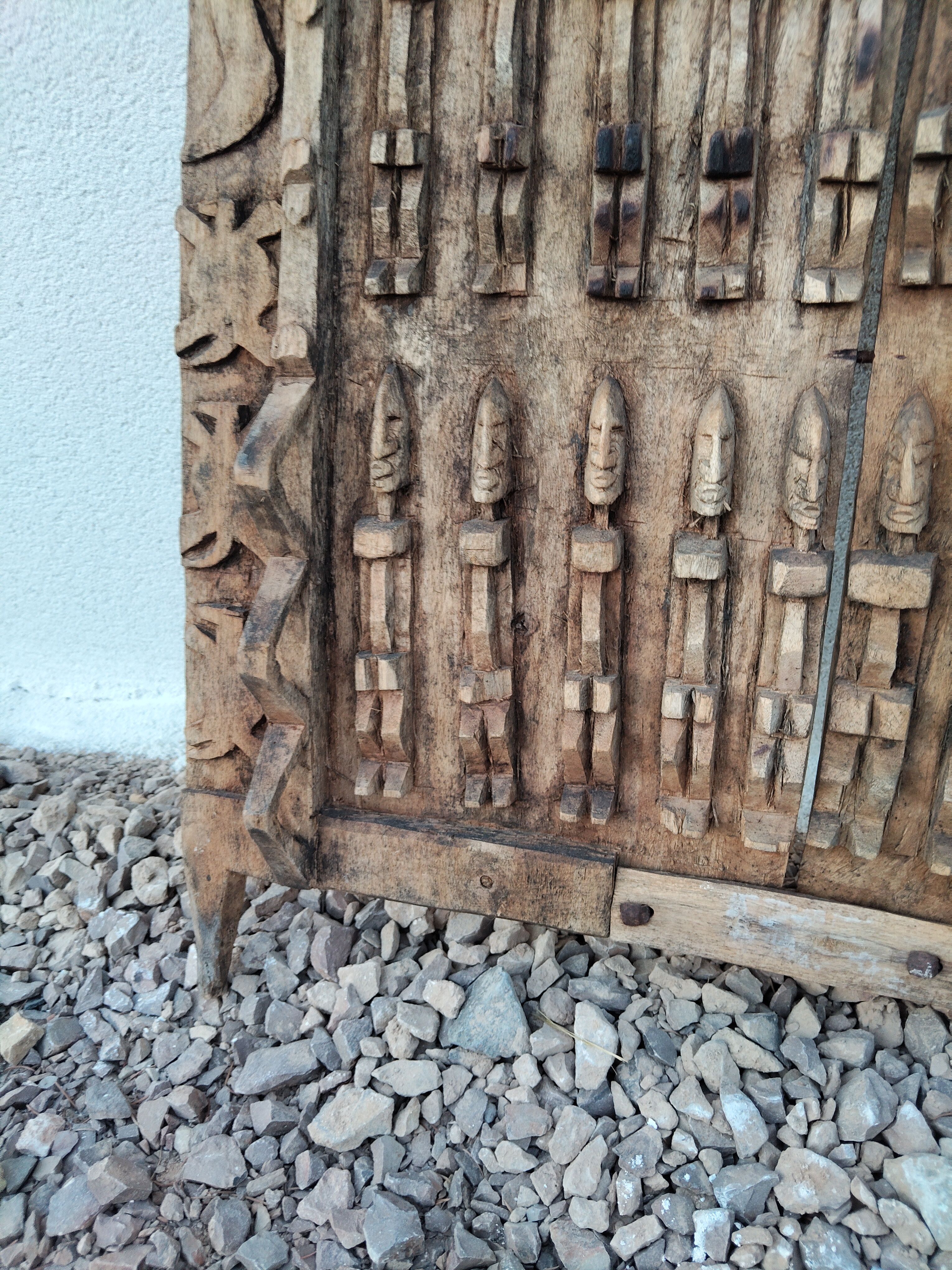 Old carved Dogon attic door – Mali – traditional lock