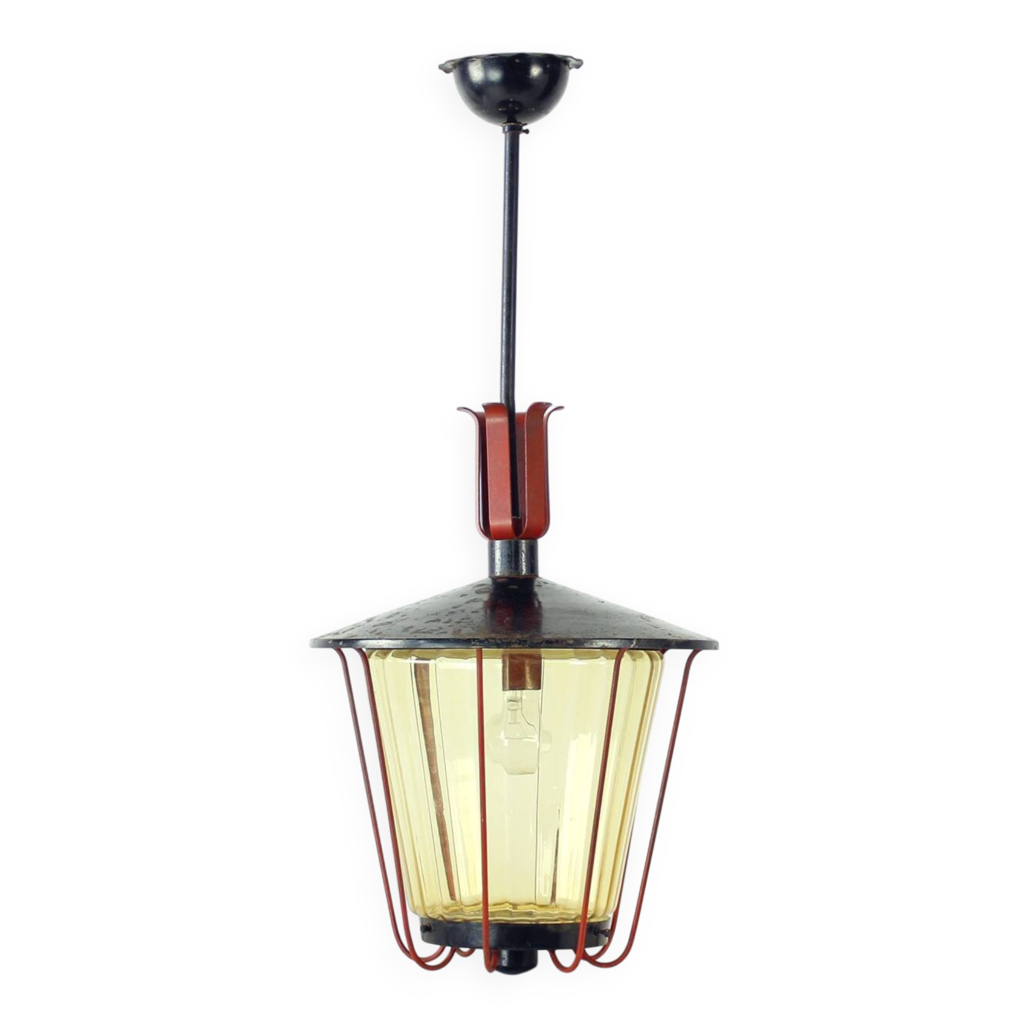 Vintage Ceiling Pendant Railway Light, Czechoslovakia 1940s