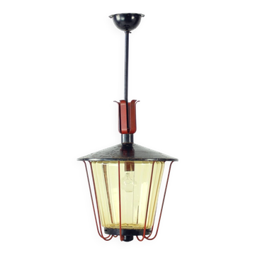 Vintage Ceiling Pendant Railway Light, Czechoslovakia 1940s