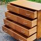 Vintage chest of drawers from the 50s in blond oak 4 drawers feet bobbin