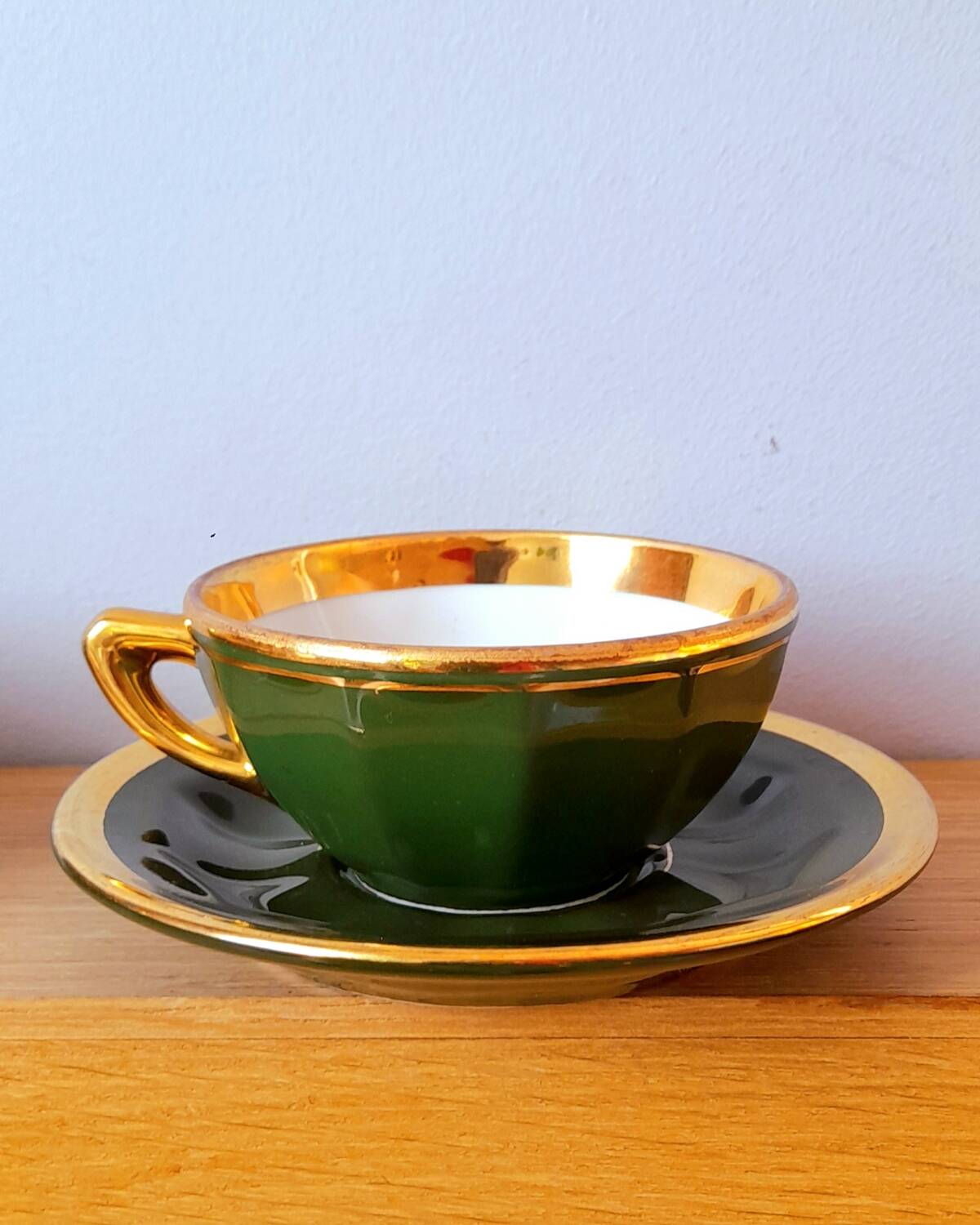 Lot de 6 tasses bistrot apilco vert et or 50s