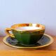 Lot de 6 tasses bistrot apilco vert et or 50s