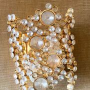 Lot de 2 appliques en laiton et cristal d'après Palwa