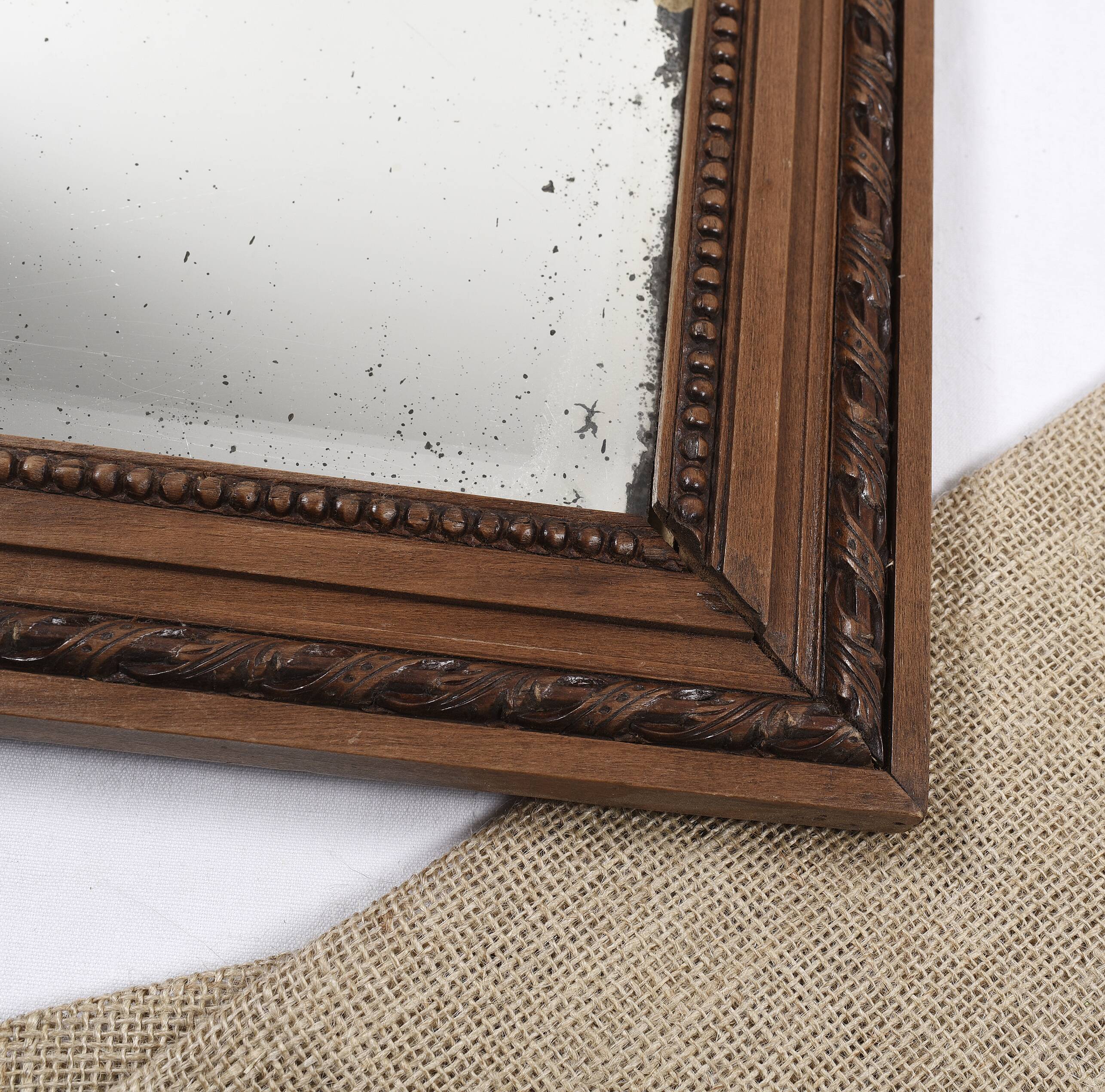 Large old mirror 65cm, carved wooden frame