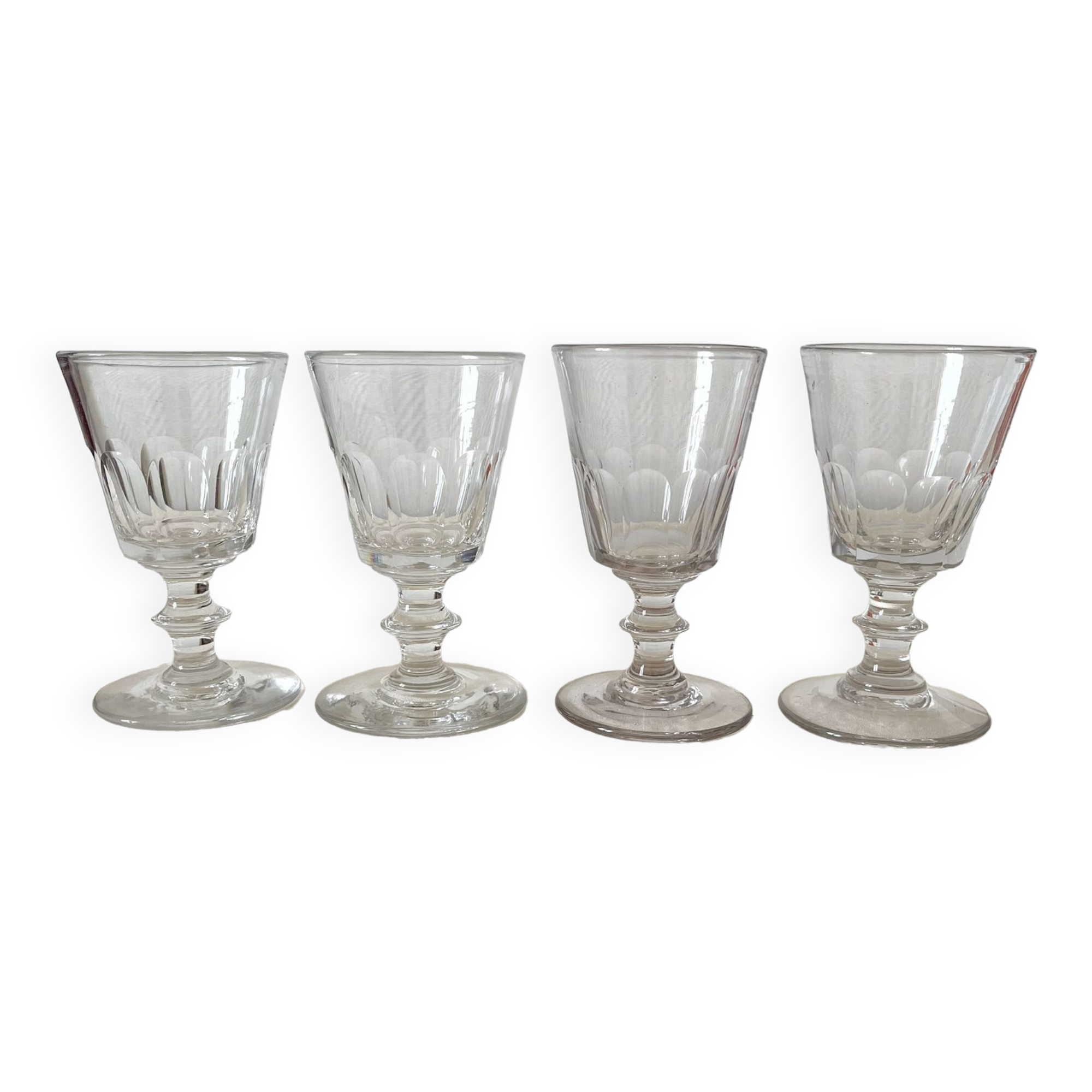 4 old crystal wine glasses Cato Saint Louis 19th century