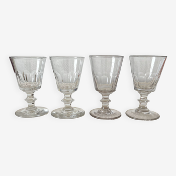 4 verres à vin en cristal ancien Caton Saint Louis 19eme