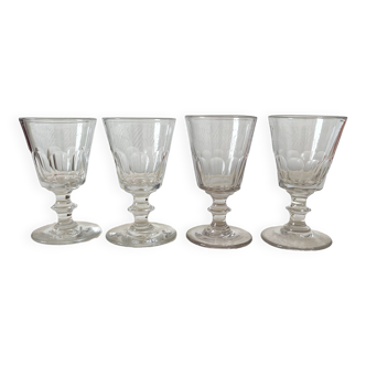 4 old crystal wine glasses Cato Saint Louis 19th century