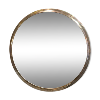 Hammered metal round mirror