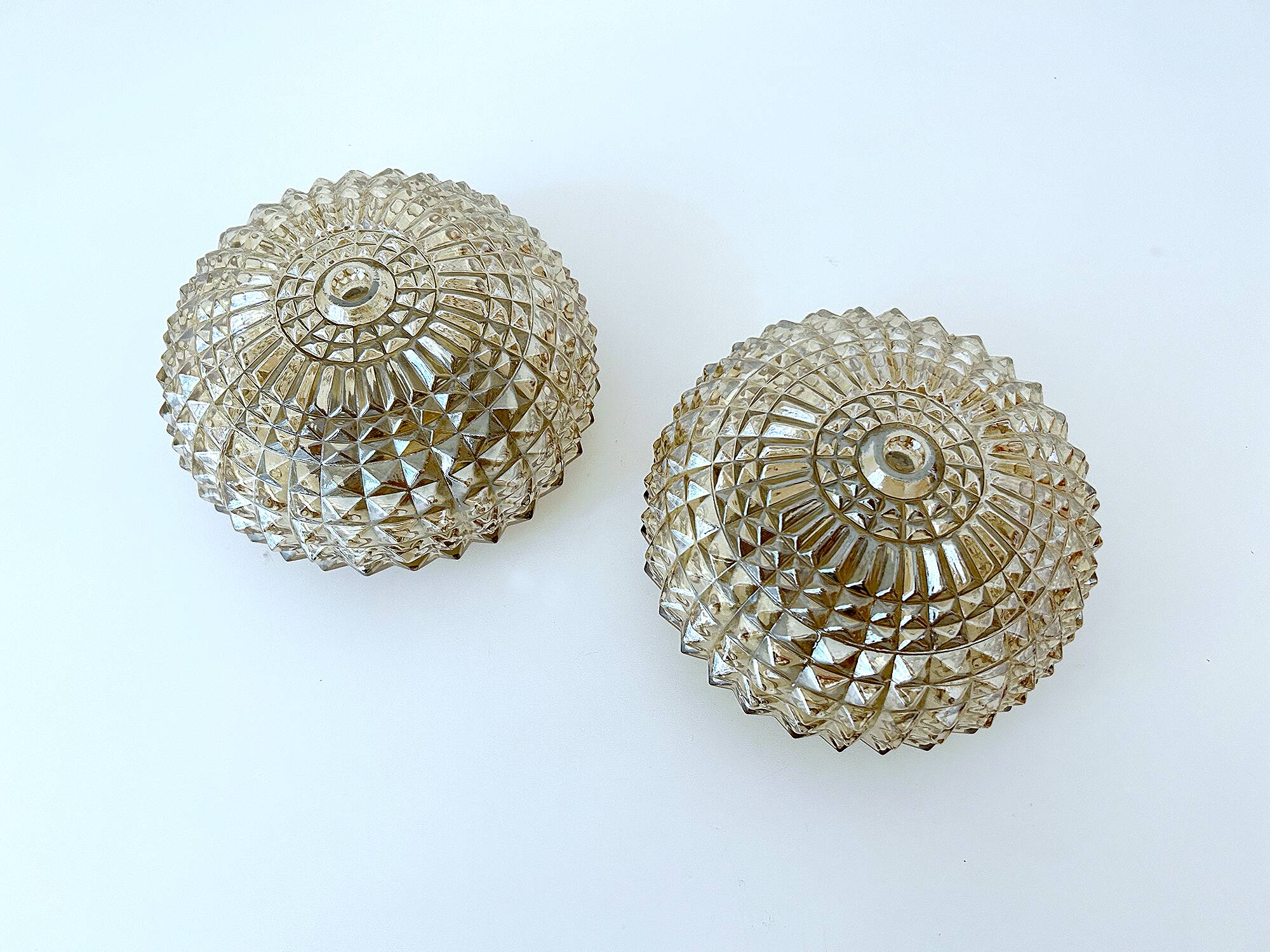 Pair of glass wall lights, 1960s