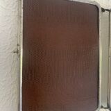 Miroir triptyque barbier chromé chocolat vintage 1940 - 21 x 49 cm