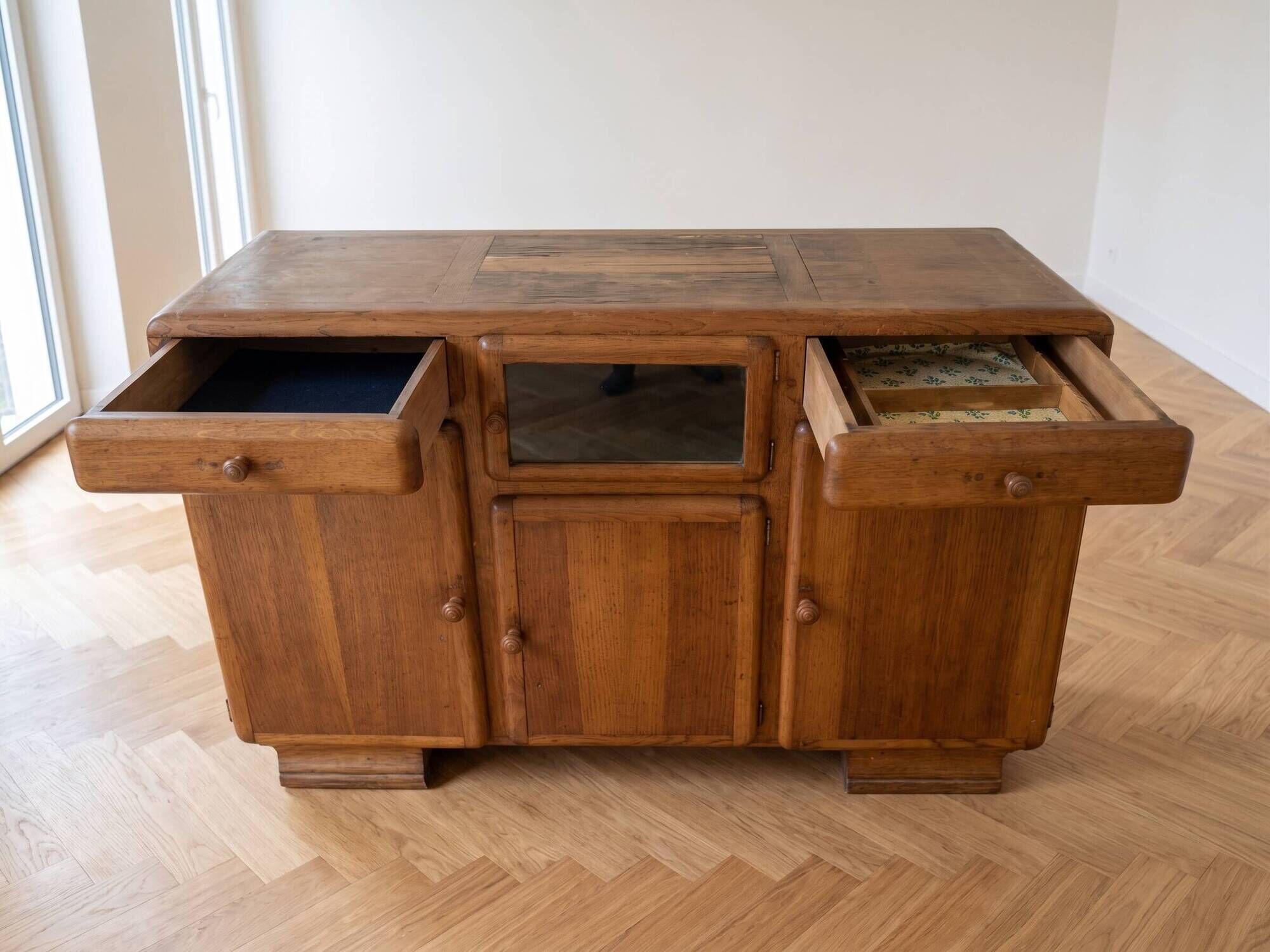 Vintage 1950s solid wood sideboard
