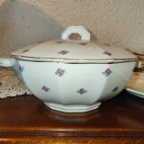 Old service 28 pieces porcelain KG Keller and Guérin Lunéville France decorated with flowers Rosita XIXth Century