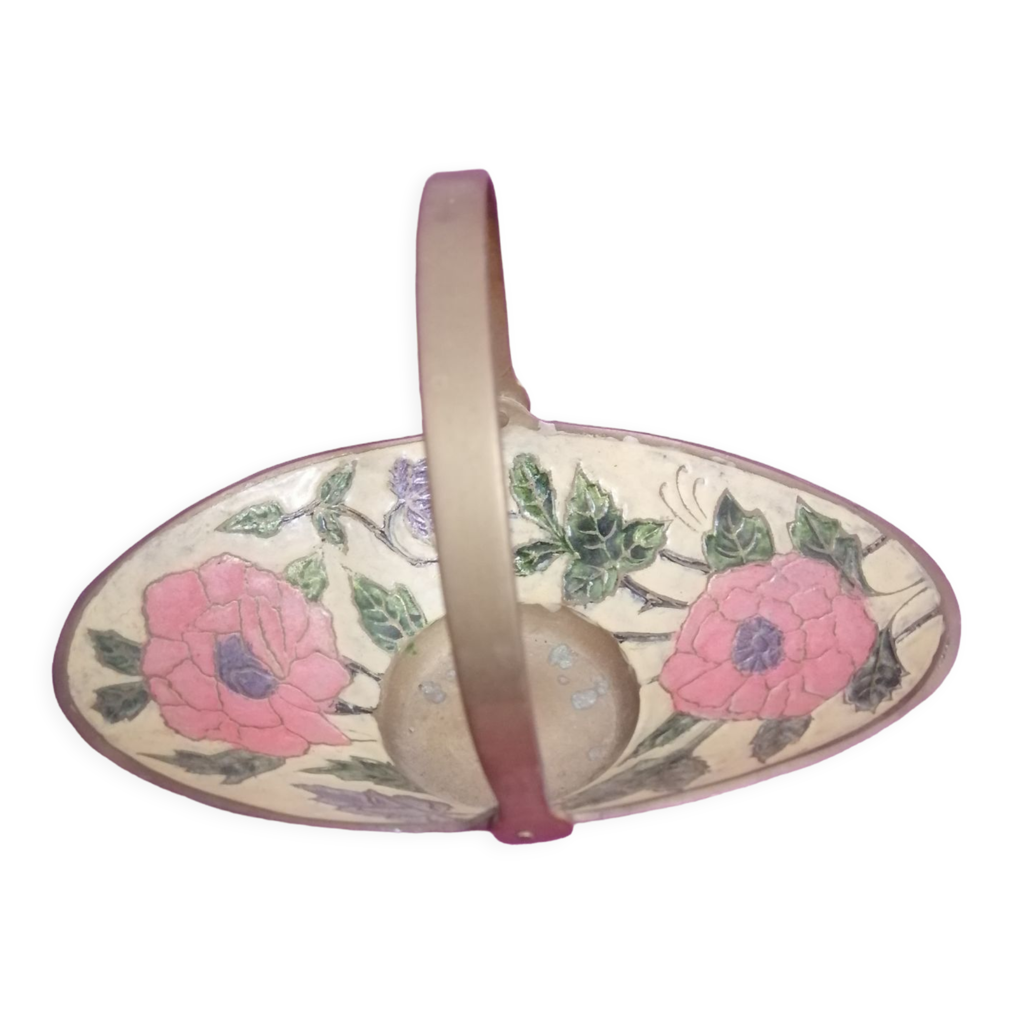 Empty pocket basket in brass and ceramic