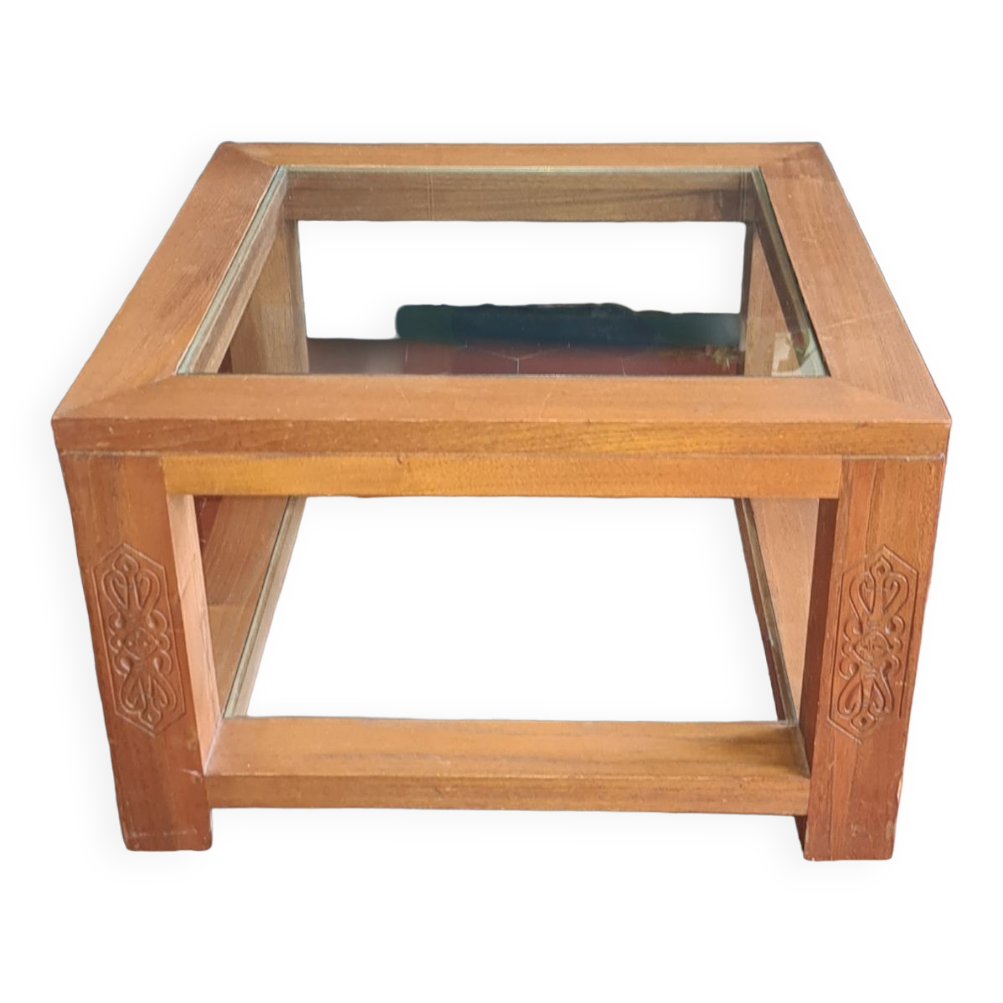 Exotic wood and glass coffee table