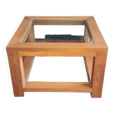 Exotic wood and glass coffee table