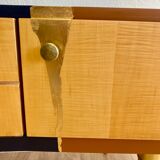 Vintage furniture revamped in navy blue, terracotta, and gold leaf – Reimagined mid-century style.