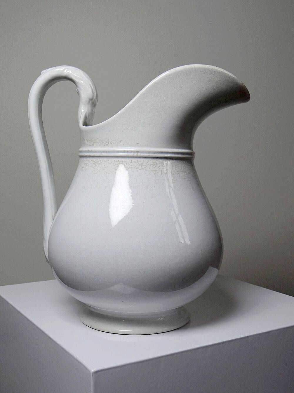Antique white earthenware toilet jug from Pexonne, France