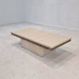 Italian Coffee Table in Travertine and Granite, 1980s