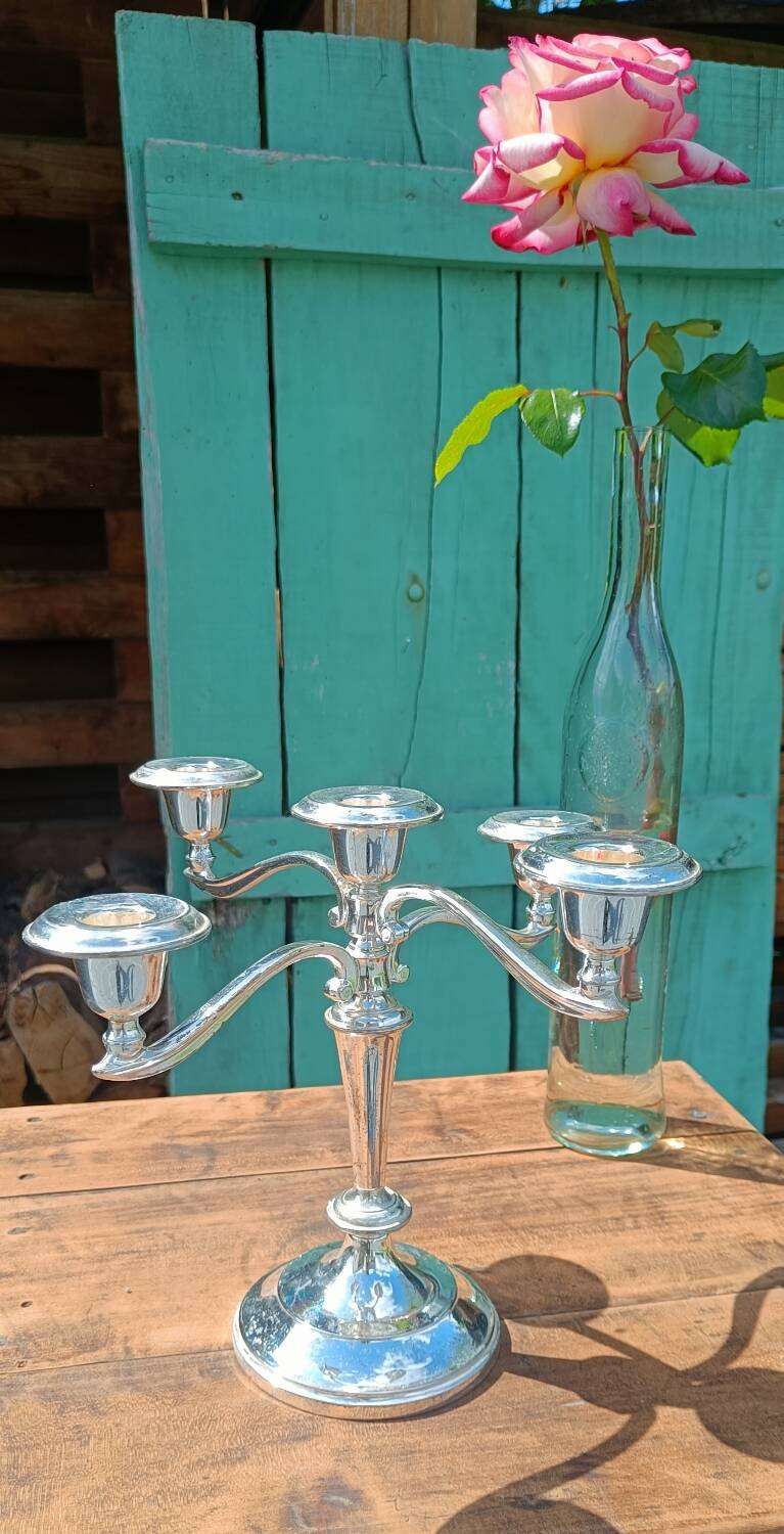 English silver candelabra candlestick