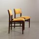 Vintage Design Teak Wooden Dining Chairs with Honey Yellow Corduroy Fabric