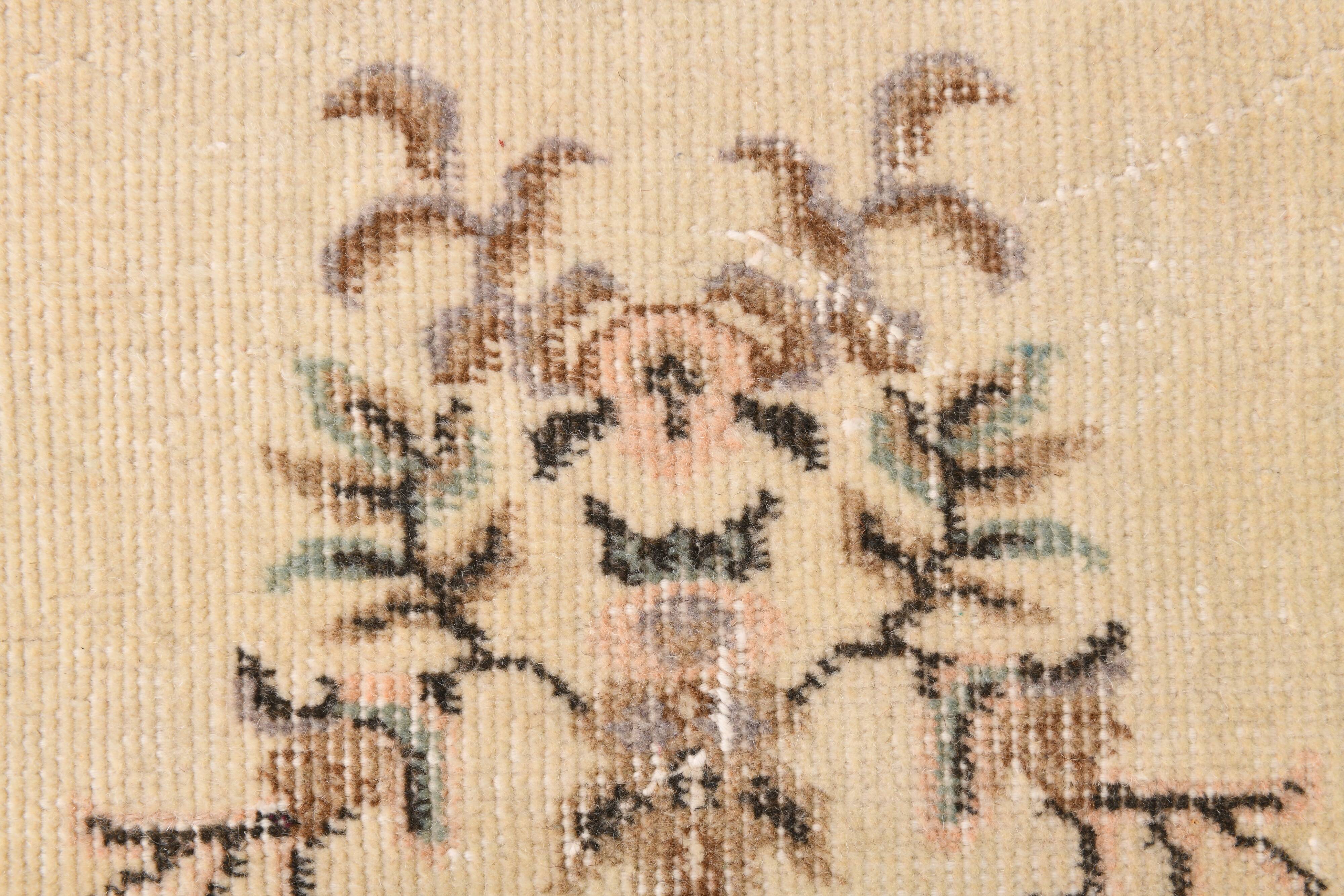 3x7 Cream & Brown Oriental Vintage Rug, 108x207Cm