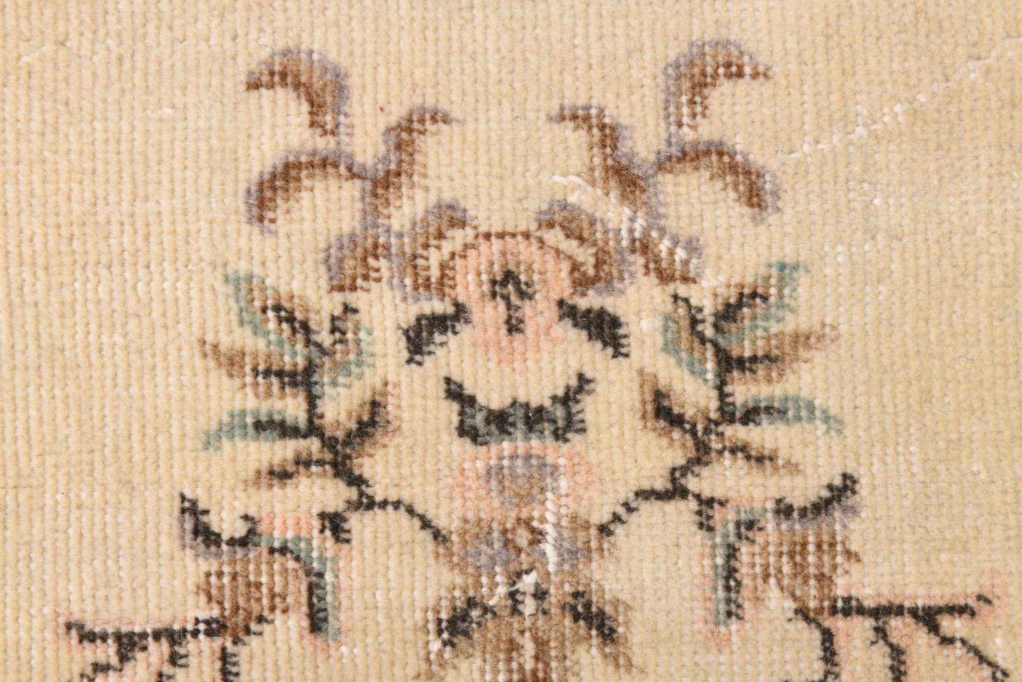 3x7 Cream & Brown Oriental Vintage Rug, 108x207Cm
