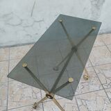 Vintage serving tray in brass and smoked glass 1960