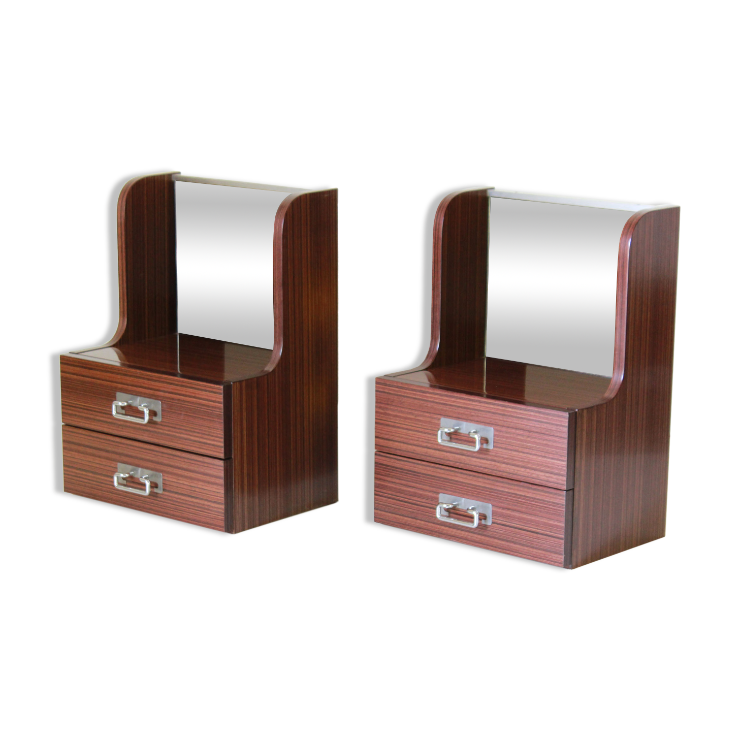 1970s vintage wood sidetables, set of two