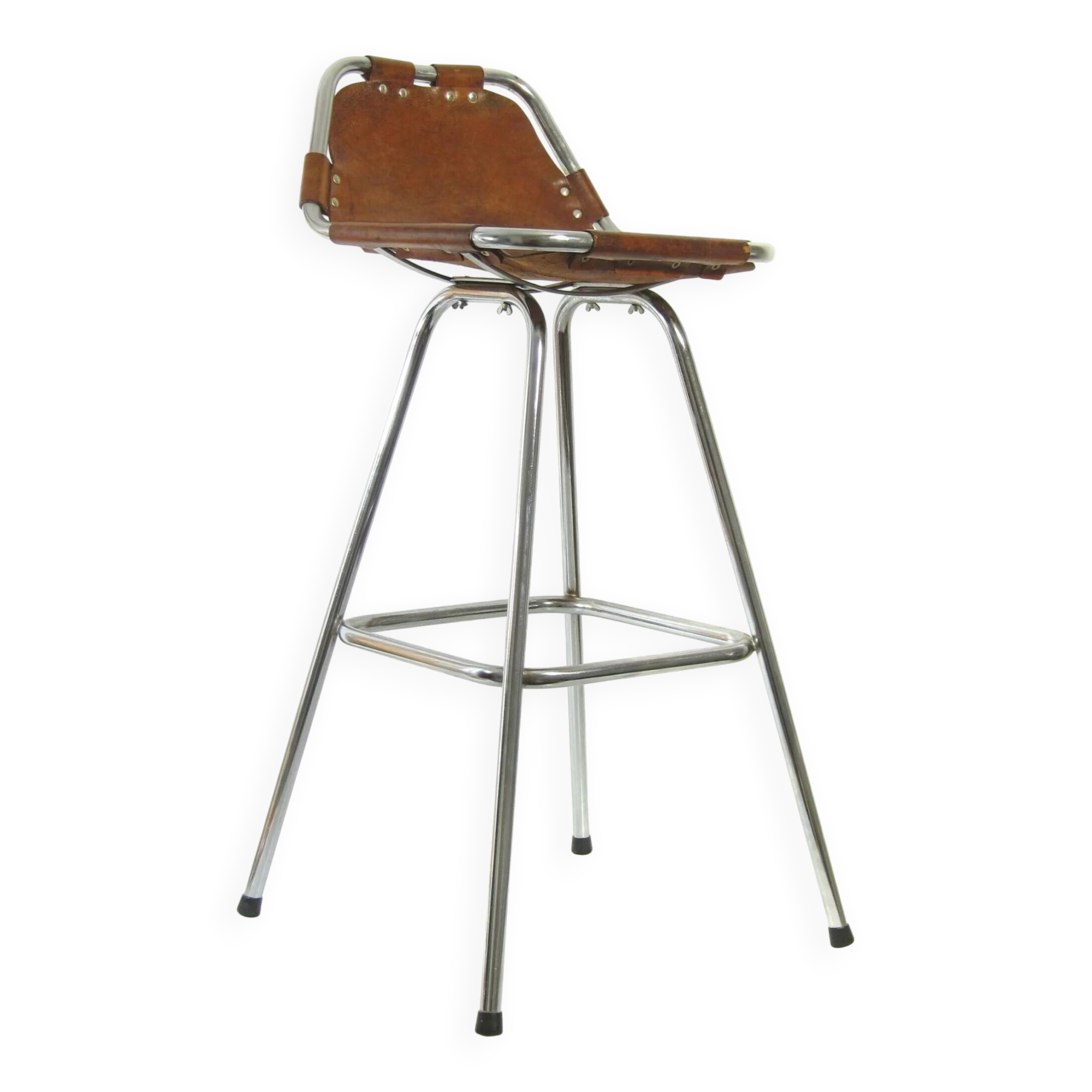 Charlotte Perriand "Les Arcs" vintage saddle leather bar stool – 1960s