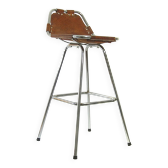 Charlotte Perriand "Les Arcs" vintage saddle leather bar stool – 1960s