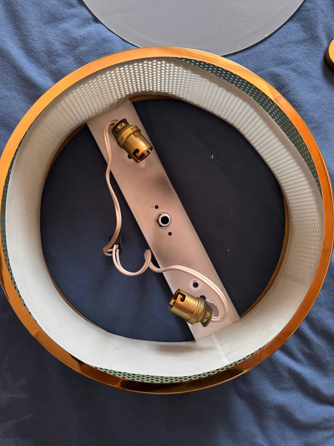 Lunel ceiling light / Porthole / Brass, perforated metal and glass