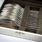 12 dessert forks Christofle Boréal by Luc Lanel, silver-plated metal