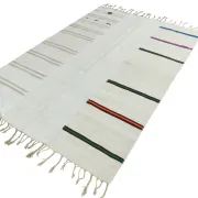 Off White & Cream Mid Century Modern Kilim Rug, Bohemian Living Room Carpet