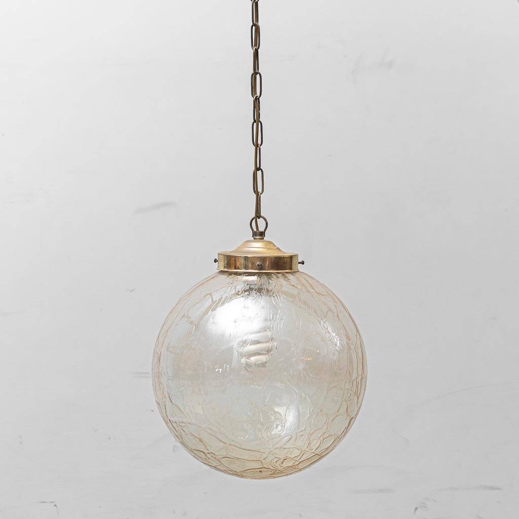 Vintage sphere chandelier in transparent glass and metal – 1960s