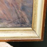 Pastel orientaliste, femme au turban, signé Wolff