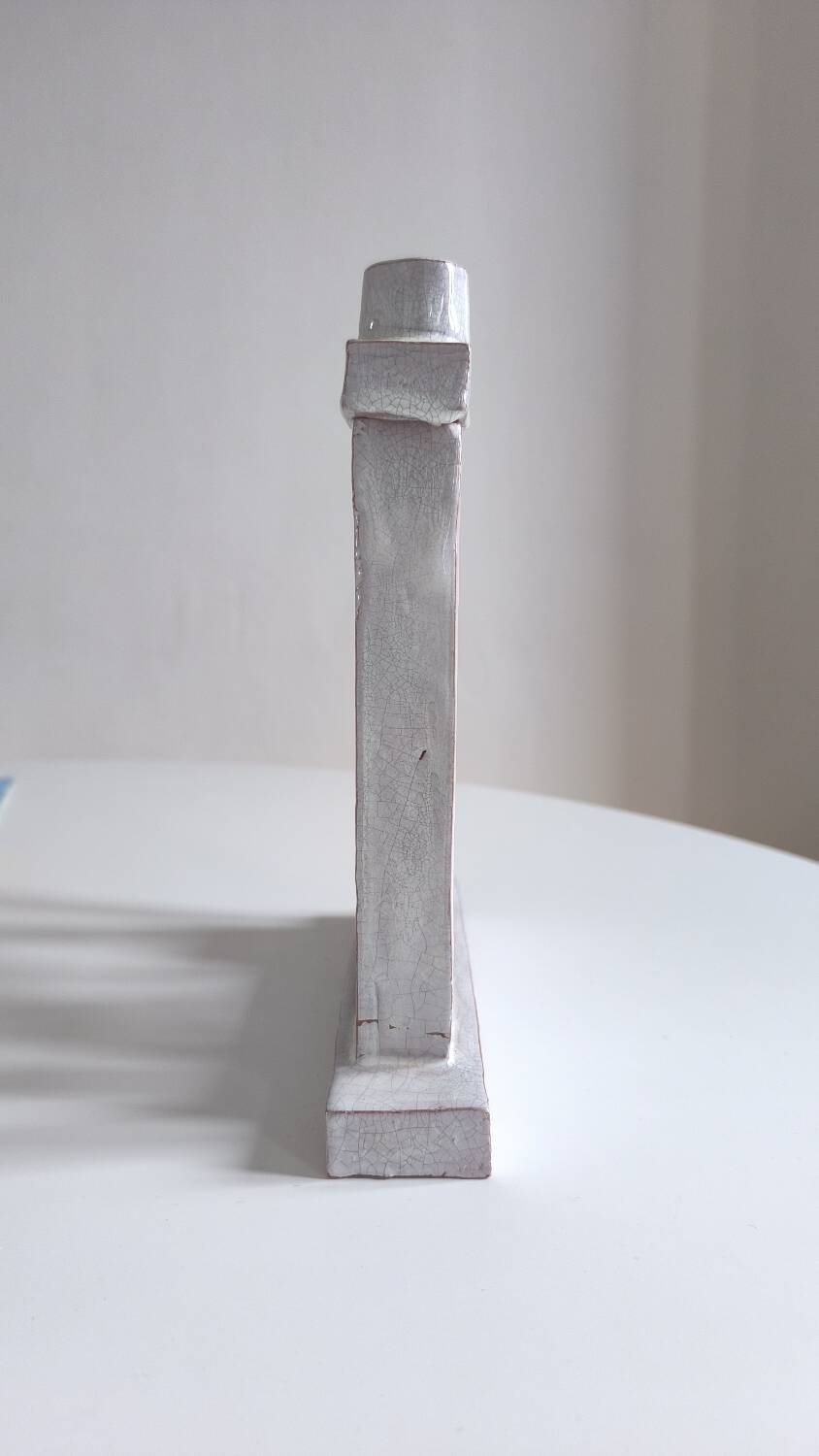1960s crackle ceramic candle holder