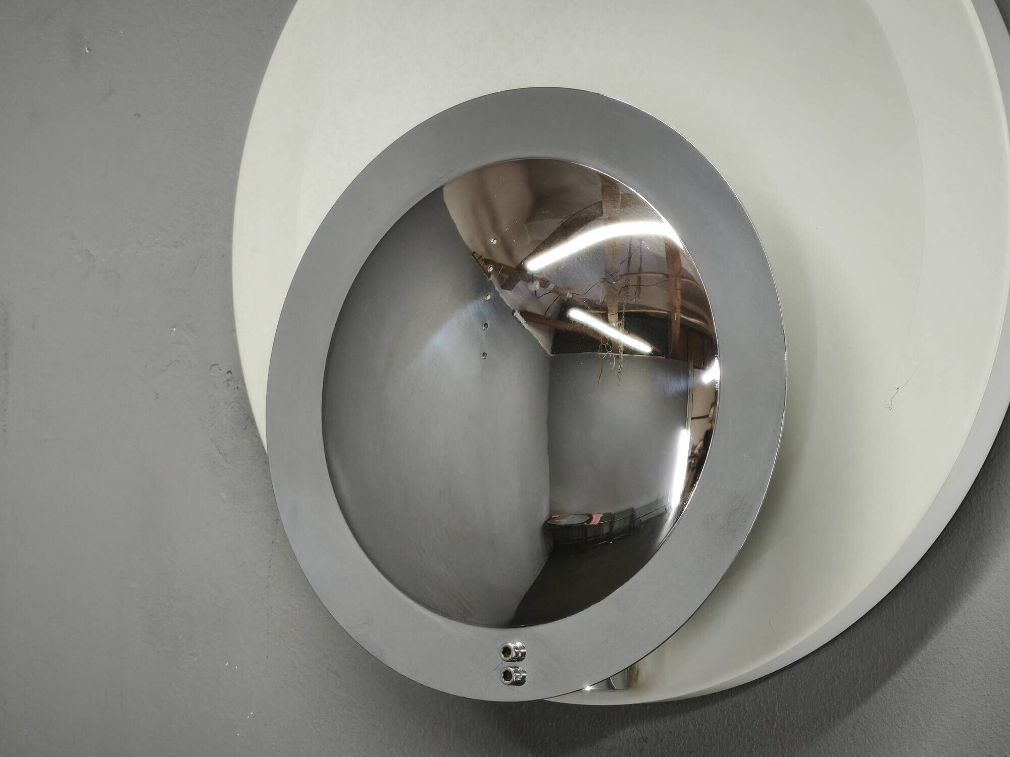 Pair of Italian Space Age Chrome and White Wall Lights, 1970s