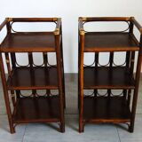 Set of 2 rattan side tables / bedside tables from the 60s