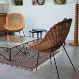 Paire de fauteuils corbeilles en rotin