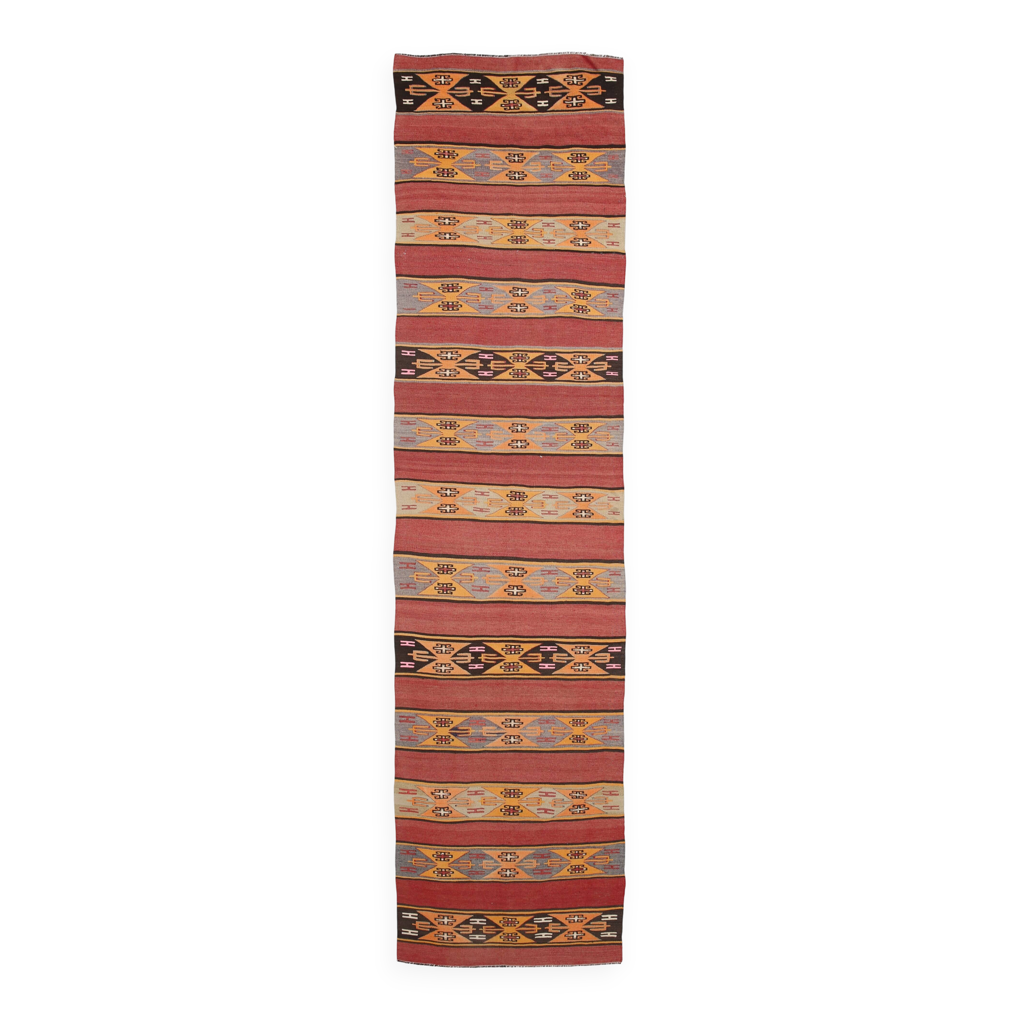 3x13 Runner Boho Hallway Rug, Kilim Runner Rug, 88x383Cm
