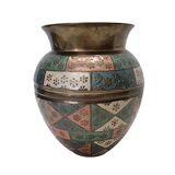 Vase en laiton peint d'Inde, années 1970