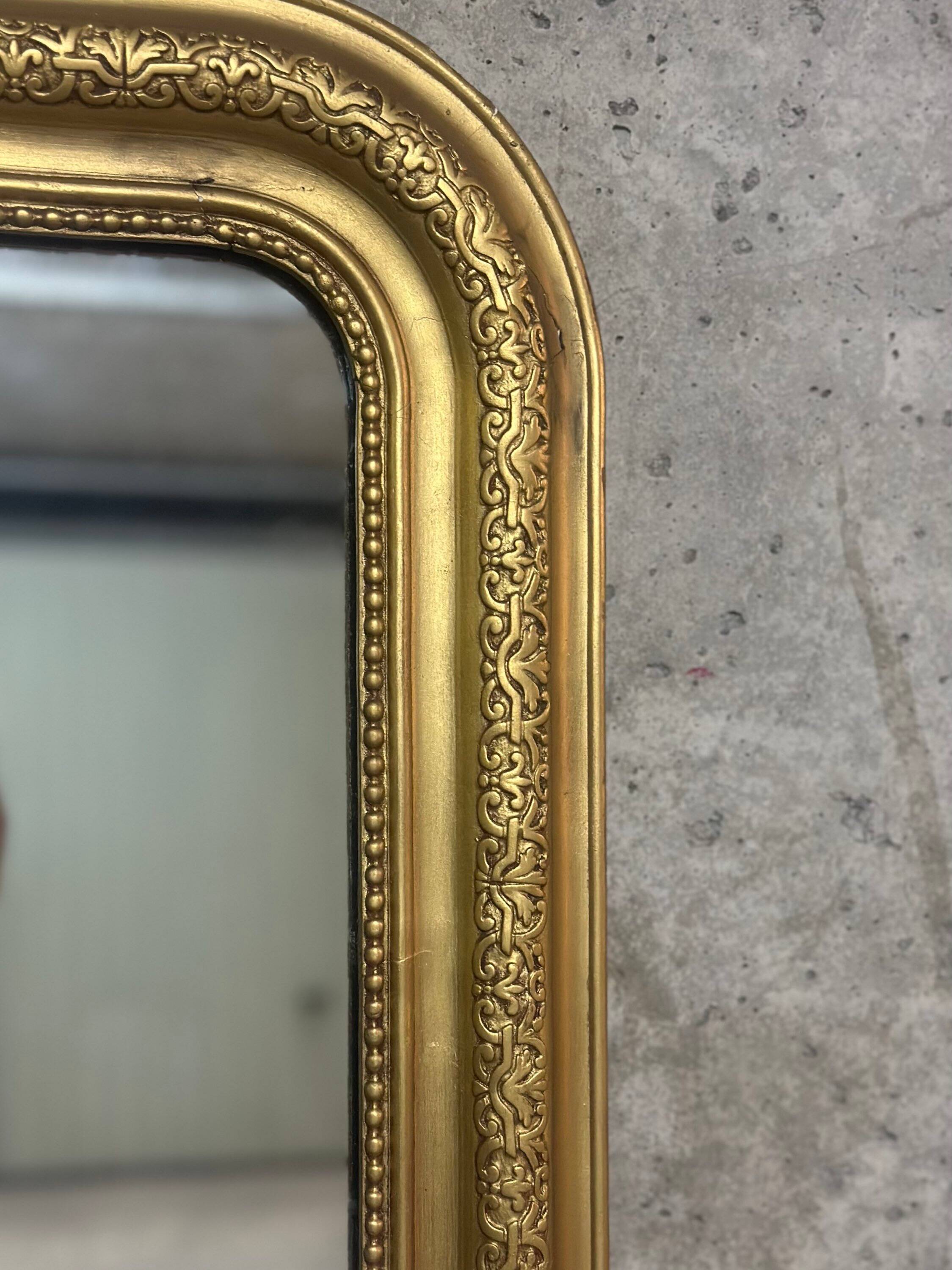 Antique Louis Philippe gilded vintage fireplace mirror - 86.5 x 62 cm