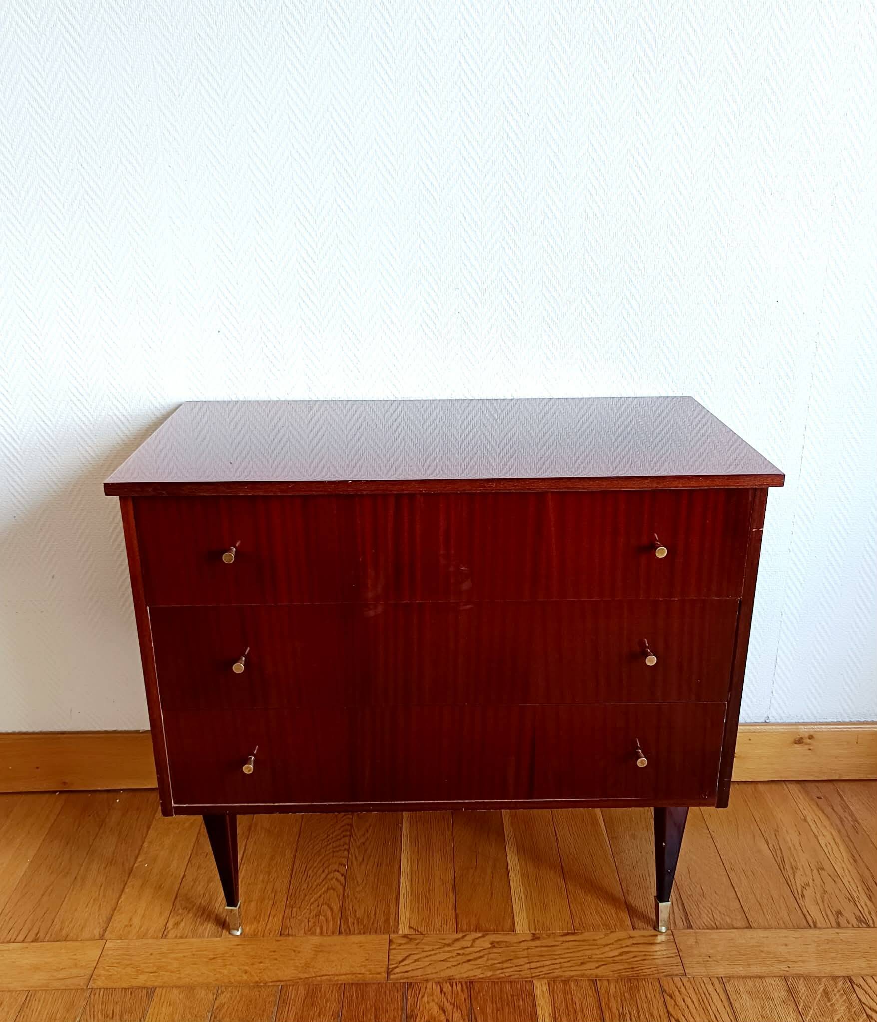 Vintage 1950s lacquered wooden dressing table