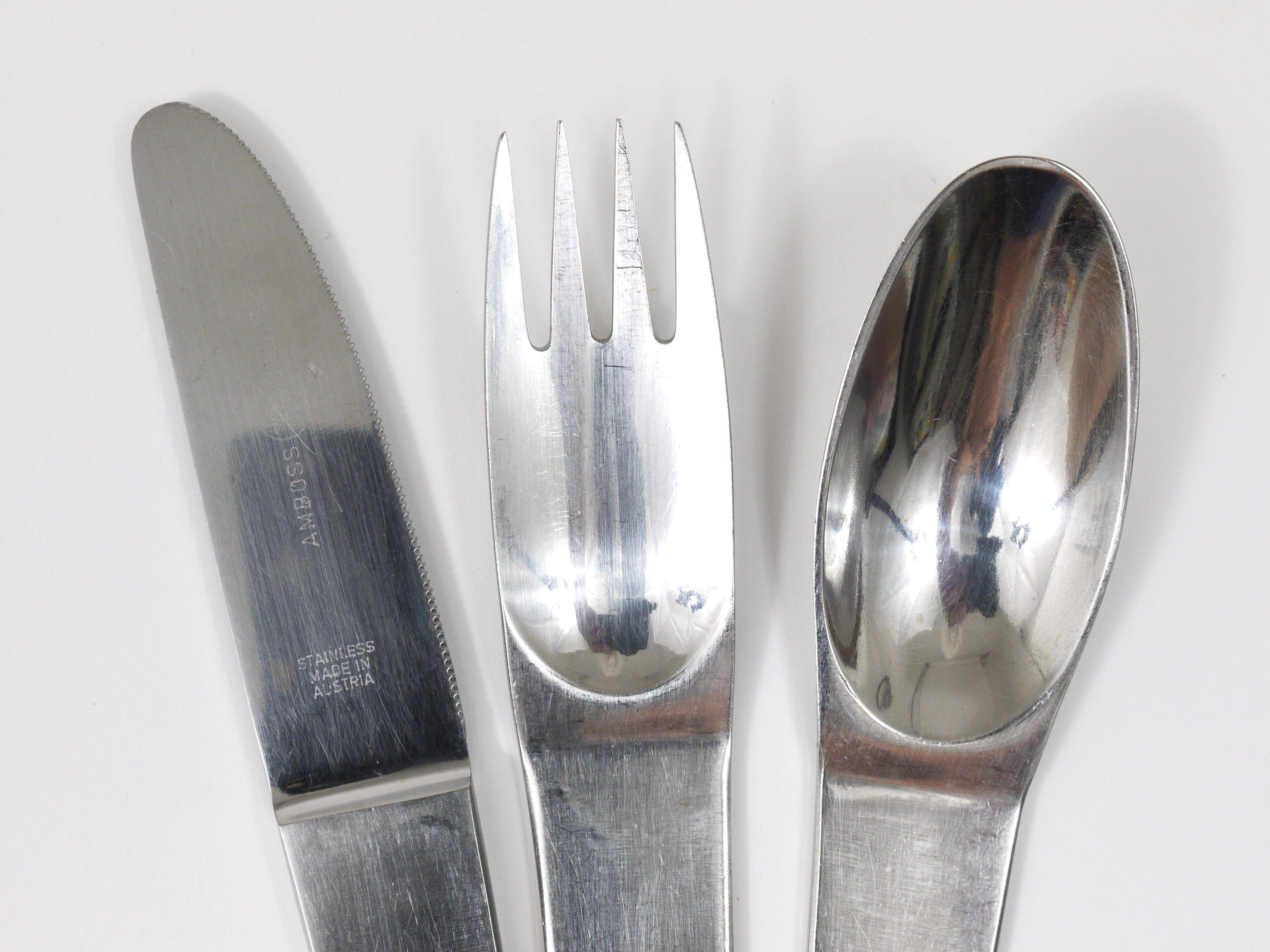 Carl Auböck 2060 Cutlery, 42 pcs., Complete for 6 People, Hammered Austria, 1950