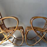 Fauteuil en bambou et rotin dans l'esprit de Louis Sognot, France 50s