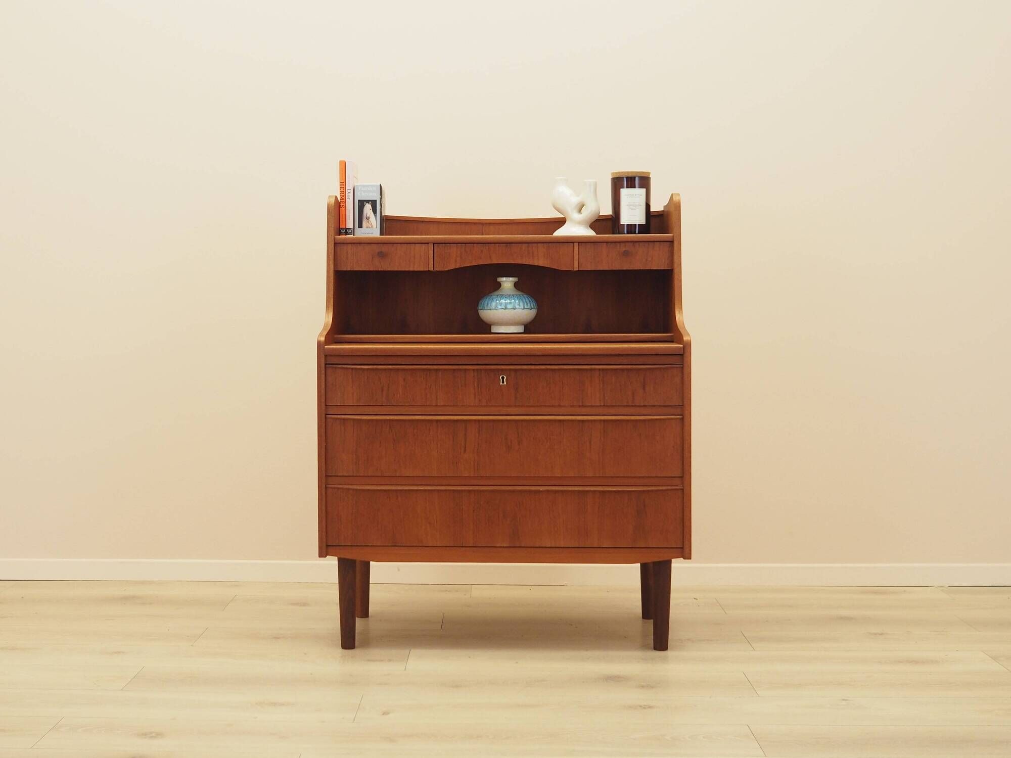 Danish Teak Secretary Desk with Hutch, 1970s