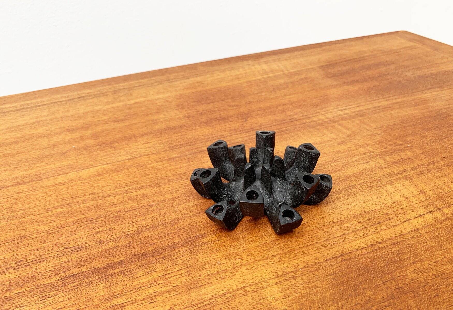 Brutalist cast iron candlestick from mid-century Japan by Jens H. Quistgaard, 1960s.