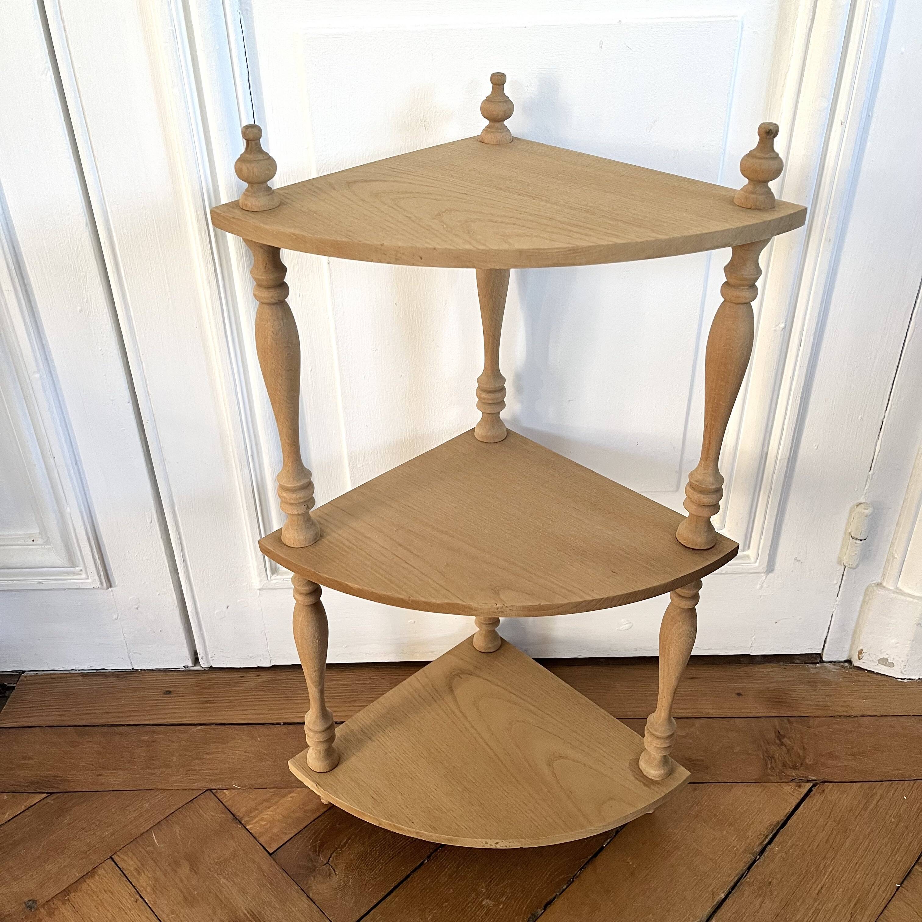 Raw wood corner shelf