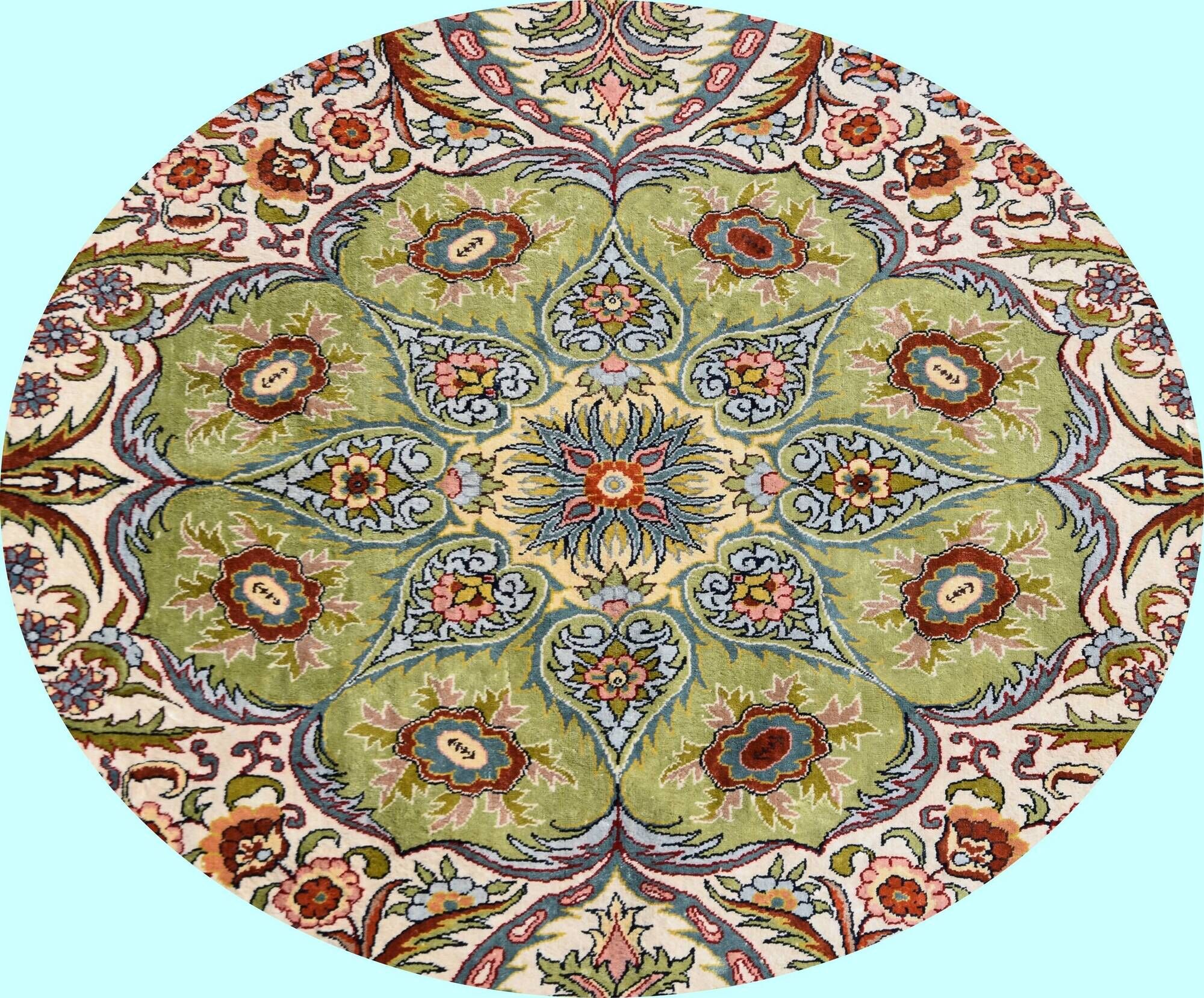Pure silk Egyptian oriental carpet - : 1.50 X 2.20 meters. Handmade - silk on silk